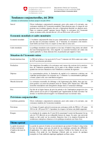 Tendances conjoncturelles, été 2016