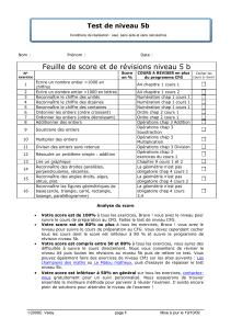 Feuille de score et de révisions niveau 5 b