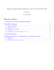 Fonction logarithme népérien, cours de Terminale - MathsFG