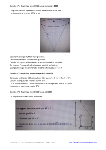 Exercice n°1 - Inspiré du brevet Métropole Septembre 2009 La