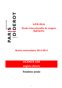 LICENCE LEA anglais-chinois Troisième année