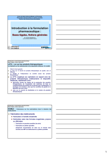 Introduction à la formulation pharmaceutique : Introduction à la