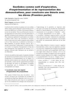 GeoGebra comme outil d`exploration d`expérimentation et de