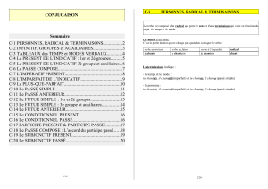 CONJUGAISON Sommaire C-1 PERSONNES, RADICAL