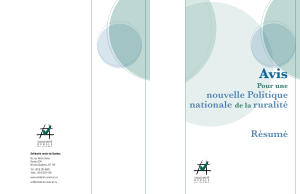 RÉSUMÉ de l`Avis pour une nouvelle Politique nationale de la ruralité