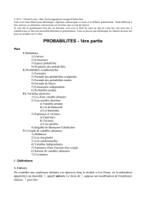 PROBABILITES - 1ère partie - Gérard Lavau