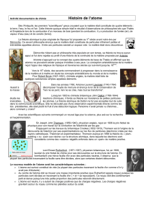 Histoire de l`atome - pages de sciences physiques
