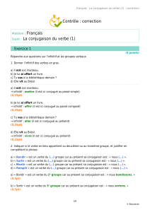 Contrôle : correction Sujet : La conjugaison du