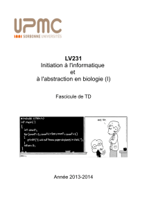 LV231 Initiation à l`informatique et à l`abstraction en biologie (I)