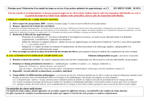 Principes pour l`élaboration d`un emploi du temps au service d`une