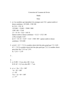 Correction de l`examen de février Maths 5ème 1