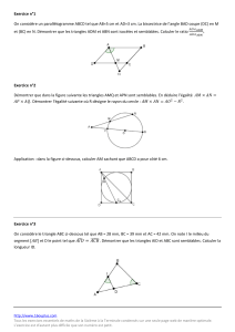 Exercice n°1 On considère un parallélogramme ABCD tel que AB=5