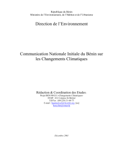 Communication Nationale Initiale du Bénin sur les