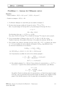 Problème 1 : Autour de l`élément cuivre