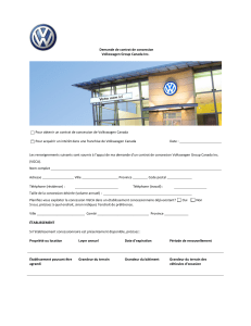Demande de contrat de concession Volkswagen Group Canada Inc