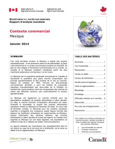 Contexte commercial - Mexique - Agriculture et Agroalimentaire