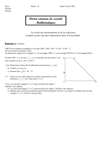 Devoir commun de seconde Mathématiques