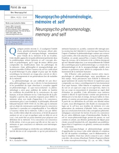 Neuropsycho-phénoménologie, mémoire et self Neuropsycho