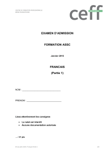 ASSC - Données des examens d`admission en français 2015