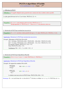 PGCD et algorithme d`Euclide