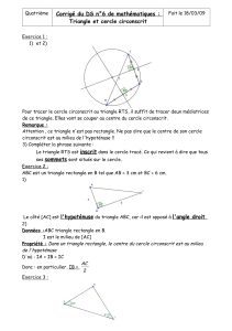 Corrigé du DS n°6 de mathématiques : Triangle et cercle circonscrit