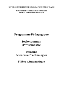 Programme Pédagogique Socle commun 3eme semestre