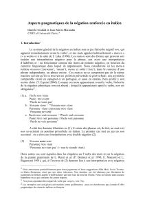 Aspects pragmatiques de la négation renforcée en italien