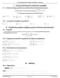 I Ecriture fractionnaire et fraction simplifiée II Produits de nombres