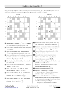 Sudoku, révisions 1ère S