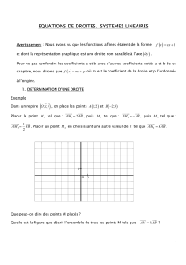equations de droites. systemes lineaires