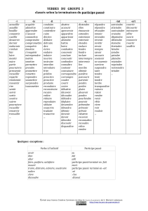 VERBES DU GROUPE 3 classés selon la terminaison du participe