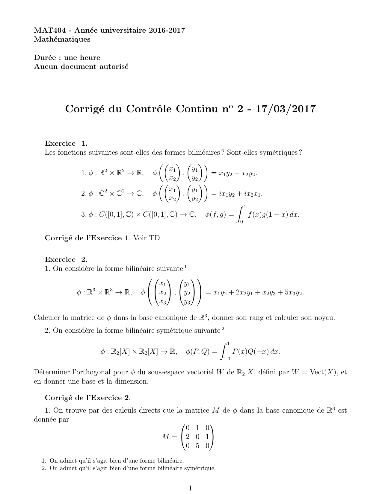 Corrige Du Controle Continu No 2