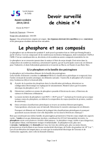 Devoir surveillé de chimie n°4 Le phosphore et ses composés