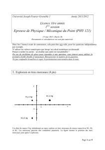 Epreuve de Physique / Mécanique du Point (PHY 121)