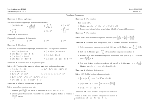 Lycée Gustave Eiffel Nombres Complexes Exercice 3. Équations