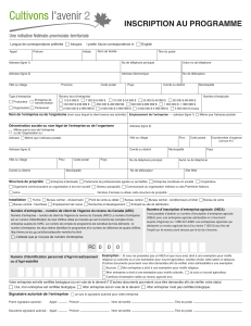 Formulaire d`inscription au programme Cultivons l`avenir 2