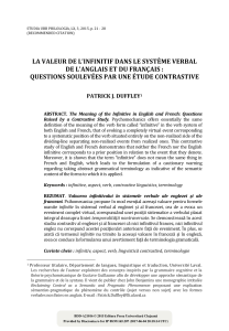 La valeur de l`infinitif dans le système verbal de l`anglais