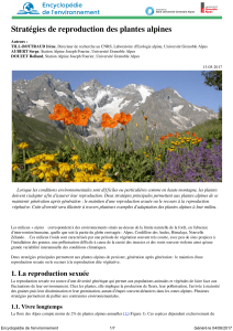 Stratégies de reproduction des plantes alpines