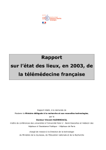 Rapport sur l`état des lieux, en 2003, de la télémédecine française