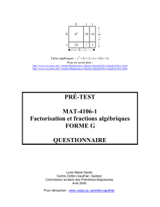 PRÉ-TEST MAT-4106-1 Factorisation et fractions algébriques