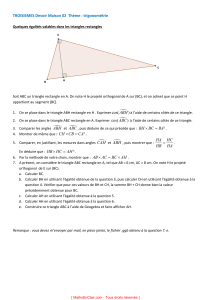 TROISIEMES Devoir Maison 02 Thème : trigonométrie cos( ) cos