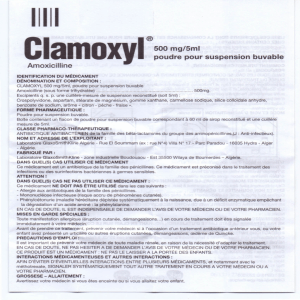 500 mg/5ml amoxy poudre pour suspension buvable Amoxicilline