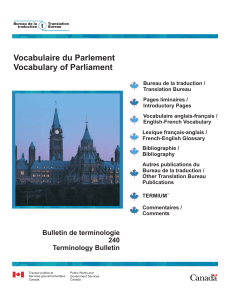 Vocabulaire du Parlement - Publications du gouvernement du Canada