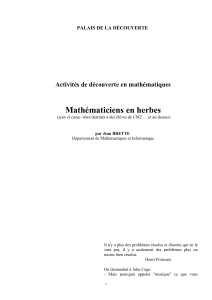 Activités de découverte en mathématiques Mathématiciens en herbes