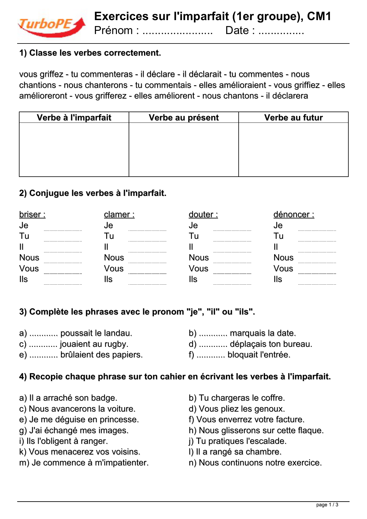 Exercices Fran ais Cm1 En Ligne GMBX Exercices Fran ais Cm1 En Ligne GMBX