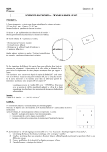 SCIENCES PHYSIQUES – DEVOIR SURVEILLE N°2