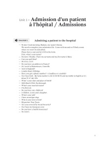 ŲÅŲě Admission d`un patient à l`hôpital / Admissions