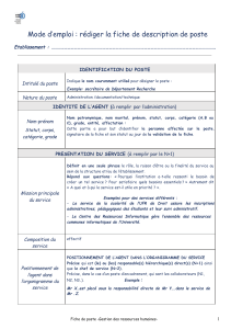 Mode d‛emploi : rédiger la fiche de description de poste