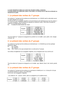 Fiche complète sur l`indicatif présent