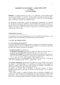 Agrégation externe d`anglais – sessions 2018 et 2019 « Le nom